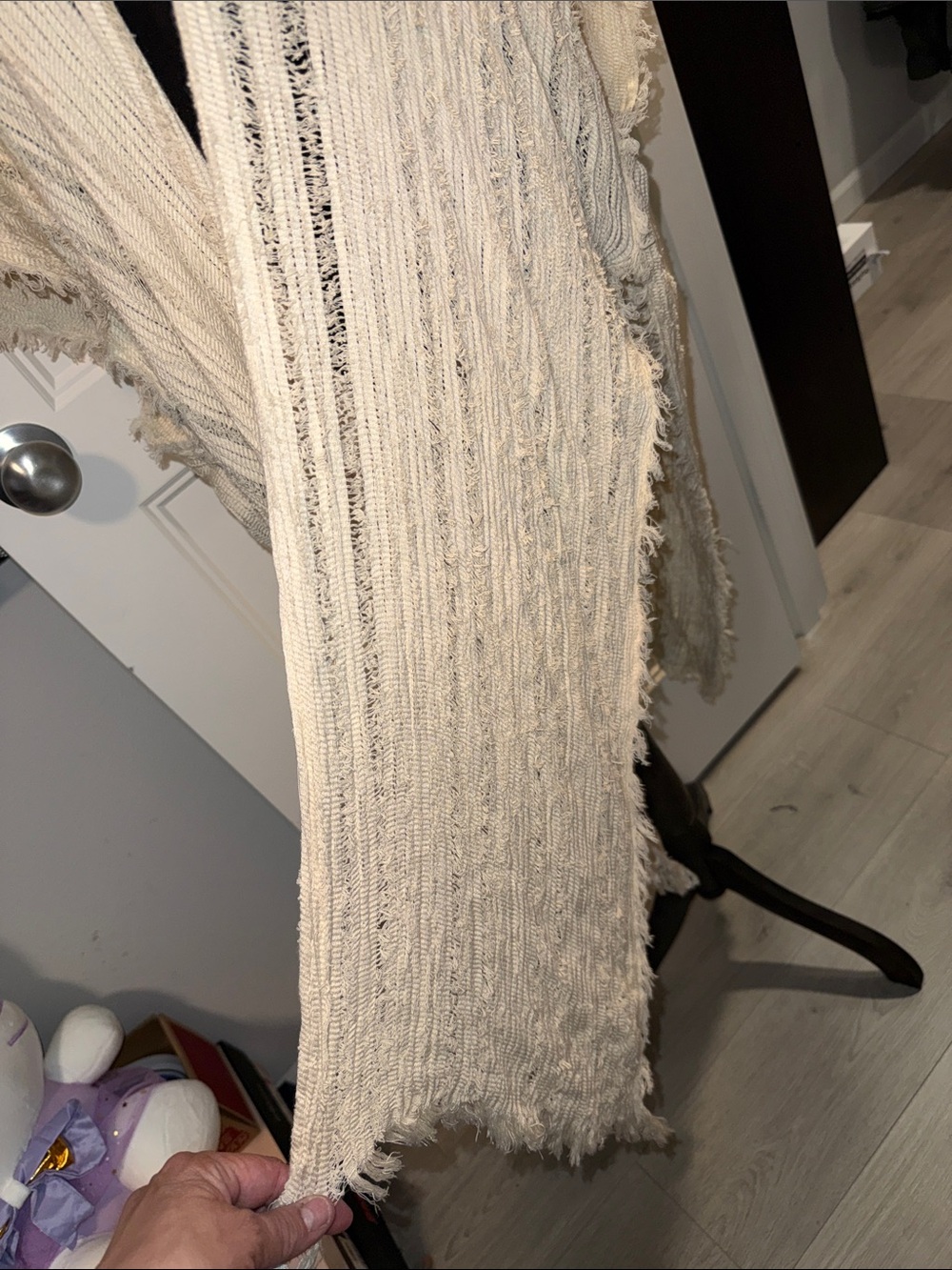 Vince Camuto Cream Open-Front Fringe Kimono Duster O/S - Picture 2 of 12